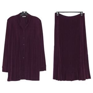 Vintage Chicos Travelers Slinky Skirt Set Purple Size 2 Large 12 Minimalist 90s